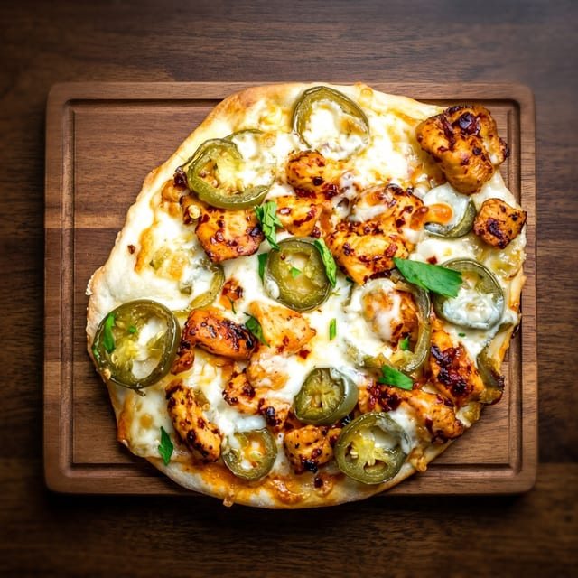 Spicy Chicken and Pickled Jalapeño Flatbread.