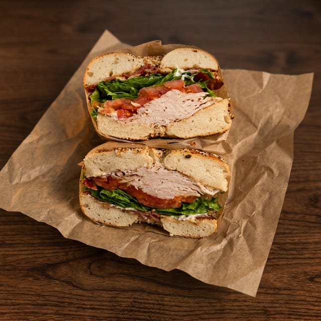 Turkey Bacon Tomato Bagel.