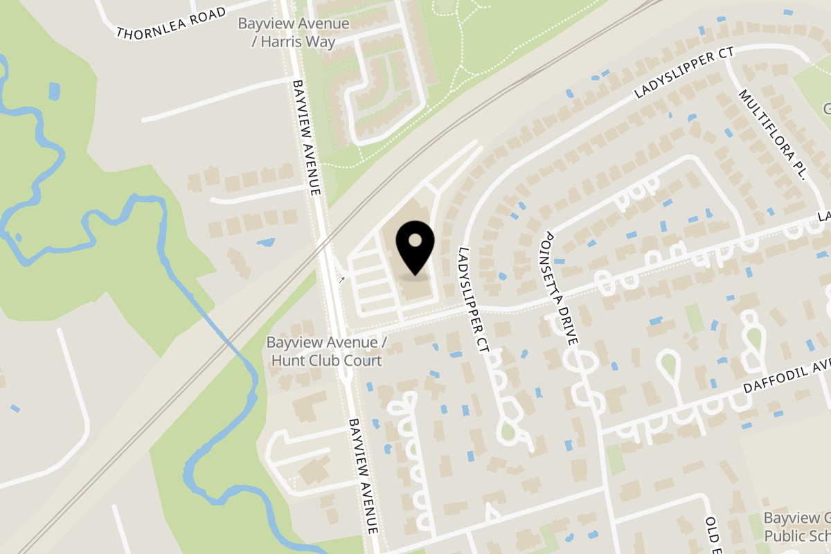 Map showing the location of Ramona's Cafe on 7355 Bayview Avenue in Markham